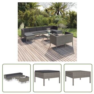 vidaXL Loungeset Barcelona - Tuinmeubelen - Grijs - 60x60x35 cm - PE-rattan