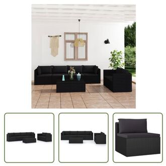 vidaXL Loungeset Black PE-rattan - 62x62x33cm salontafel - 68x72x63cm middenbank - 72x72x63cm hoekbank Zwart