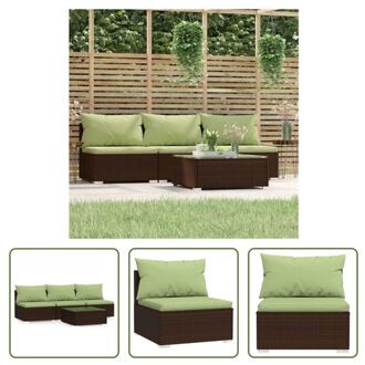 vidaXL Loungeset Bristol - PE-rattan - 70x70x60.5cm - Bruin/Groen