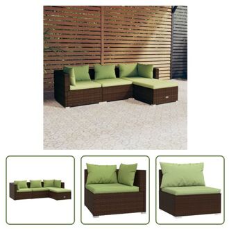 vidaXL Loungeset Bruin - Hoekbank - Middenbank - Voetenbank - 70 x 70 x 60.5 cm - Waterdicht PE-rattan