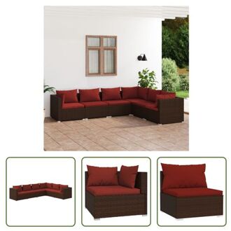 vidaXL Loungeset Bruin - Modulair Tuinmeubel - PE-rattan - Waterdicht - Comfortabele kussens - Montage