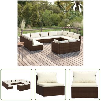 vidaXL Loungeset - Bruin PE-rattan - 7x middenbank + 4x hoekbank - Modulair design