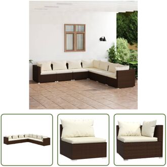 vidaXL Loungeset - Bruin PE-rattan - Modulair ontwerp - Stevig frame - Comfortabele kussens