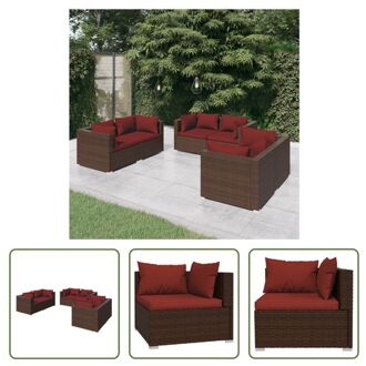 vidaXL Loungeset - Bruin - PE-rattan - Stalen frame - Modulair design - Hoekbank 70x70x60.5 - Zitkussen