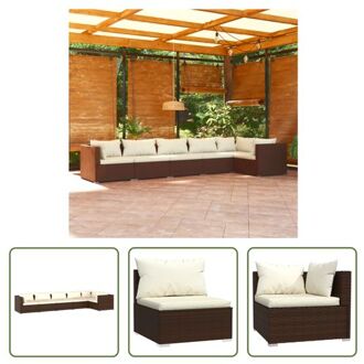 vidaXL Loungeset - Bruin PE-rattan - Stevig frame - Modulair ontwerp - Comfortabele kussens - Montage vereist