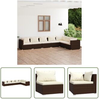 vidaXL Loungeset bruin - PE-rattan - Stevig frame - Modulair ontwerp - Comfortabele kussens