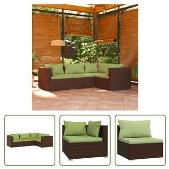 vidaXL Loungeset - Bruin - PE-rattan - Waterdicht - Modulair - Comfortabele kussens