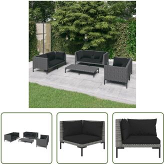 vidaXL Loungeset Classic - 6 hoekbank - tafel - zwart - 120 x 55 x 21 cm - weerbestendig Grijs