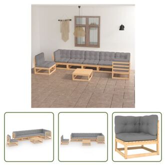 vidaXL Loungeset - Grenenhout - 70 x 70 x 67 cm - Grijs