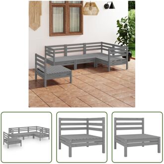 vidaXL Loungeset Grenenhout - Grijs - 63.5 x 63.5 x 62.5 cm - Modulair