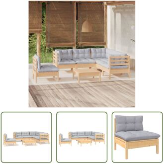 vidaXL Loungeset - Grenenhout - Grijs - 63.5x63.5x62.5cm - Montage vereist