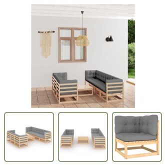 vidaXL Loungeset - Grenenhout - Grijs - 70 x 70 x 67 cm