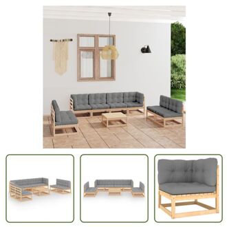 vidaXL Loungeset Grenenhout - Grijs - 70x70x67 cm - Modulair