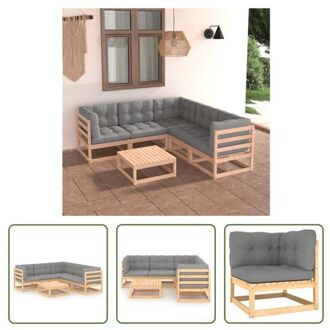 vidaXL Loungeset - Grenenhout - Grijs - 70x70x67 cm