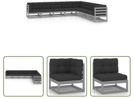 vidaXL Loungeset Grenenhout - Hoekbank 70x70x67cm - Antraciet - The Living Store Grijs