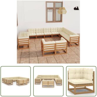 vidaXL Loungeset - Grenenhout - Hoekbank 70x70x67cm - Middenbank 70x70x67cm - Honingbruin