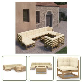 vidaXL Loungeset Grenenhout - Honingbruin - 70 x 70 x 67 cm