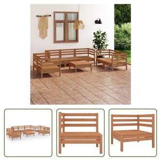 vidaXL Loungeset Grenenhout - Middenbank- 63.5 x 63.5 x 62.5 cm - Hoekbank- 63.5 x 63.5 x 62.5 cm - Tafel- Bruin