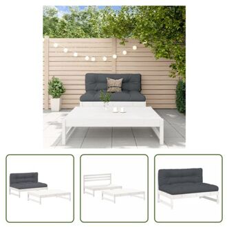 vidaXL Loungeset - Grenenhout - Modulair - Wit - 120 x 84 x 70 cm/L x B x H