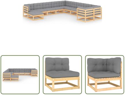 vidaXL loungeset Grenenhout - Rustieke Charme - Tuinmeubelen - 70x70x67 cm - Grijs