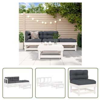 vidaXL Loungeset Grenenhout - Set voor Tuin - Wit - 61x61x62 cm - Comfortabel