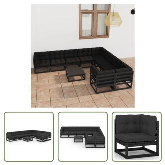 vidaXL Loungeset Grenenhout - Tuinmeubelen - 70x70x67cm - Zwart - Antraciet