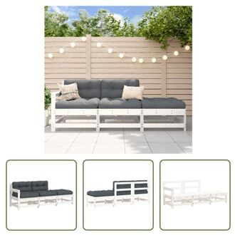 vidaXL Loungeset Grenenhout - Tuinmeubelset - Wit - 62x62x70.5 cm - Modulair