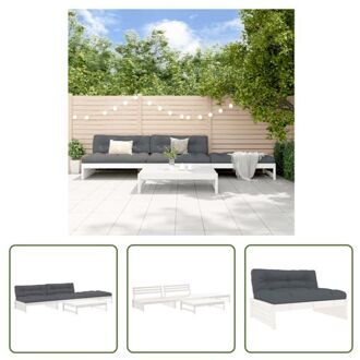 vidaXL Loungeset - Grenenhout - Wit - 120x95x69cm - Modulair ontwerp