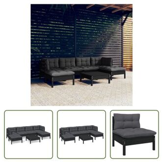 vidaXL Loungeset - Grenenhout - Zwart - 63.5 x 63.5 x 62.5 cm - Complete set