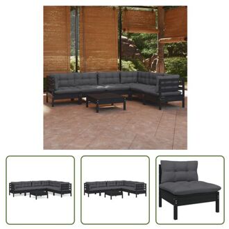 vidaXL Loungeset Grenenhout - Zwart - 63.5x63.5 cm - Montage vereist