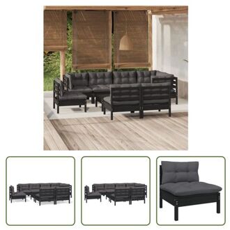 vidaXL Loungeset Grenenhout Zwart - 63.5x63.5x62.5 cm - Modulair