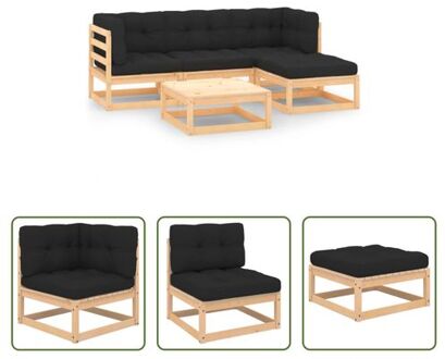 vidaXL Loungeset Grenenhouten Tuinmeubelen - 70x70x67 cm - Antraciet Grijs