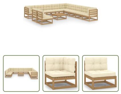 vidaXL Loungeset Grenenhouten - Tuinmeubelen 70x70x67 - Honingbruin