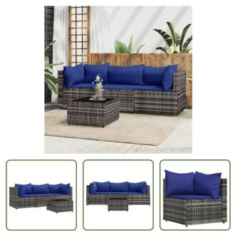 vidaXL Loungeset Grijs PE-Rattan - 63x63x57.5 cm - Weerbestendig