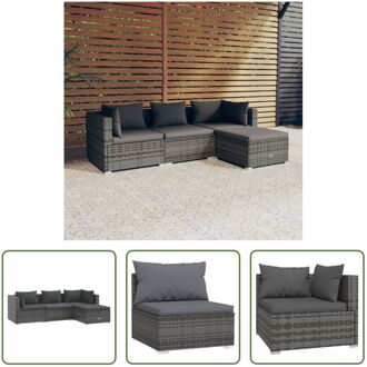 vidaXL Loungeset - Grijs PE-rattan - 70 x 70 x 60.5 cm - Modulair ontwerp