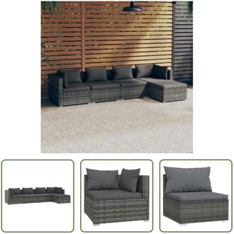 vidaXL Loungeset - Grijs - PE-rattan - gepoedercoat staal en kunststof - Hoek/middenbank 70x70x60.5 cm