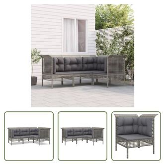 vidaXL Loungeset - Grijs PE-rattan - Modulair ontwerp - Weerbestendig materiaal - Stevig frame - Comfortabele