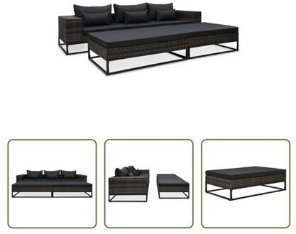 vidaXL Loungeset - Grijs - Poly Rattan - 273 x 85 x 55 cm - Sterk en comfortabel