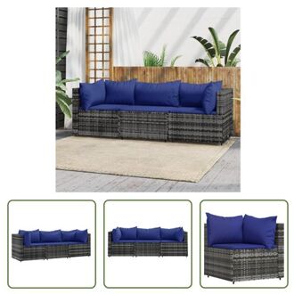 vidaXL Loungeset Grijs Rattan - 63x63x57.5 cm - Inclusief kussens