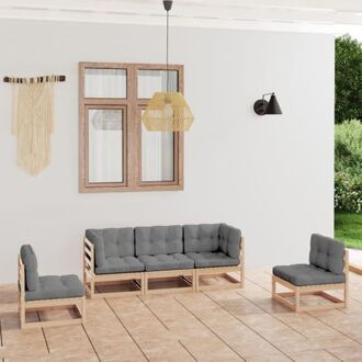 vidaXL loungeset hoekbank + middenbank - massief grenenhout - 70x70x67 cm - grijs