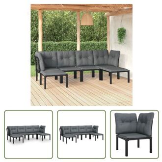 vidaXL Loungeset Hoekstoel en Enkele Stoel - Zwart - 62 x 62 x 68 cm - Weerbestendig PE-rattan