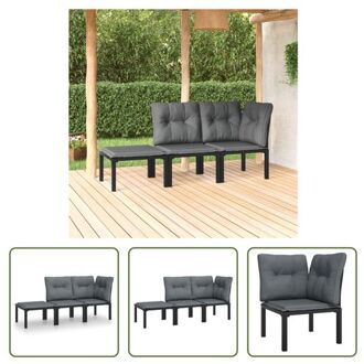 vidaXL Loungeset Hoekstoel en Enkele Stoel - Zwart - PE-rattan - Gepoedercoat Staal - 62 x 62 x 68 cm - 55 x