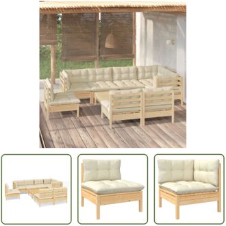 vidaXL Loungeset Houten Hoekbank - 63.5 x 63.5 x 62.5 cm - Crème