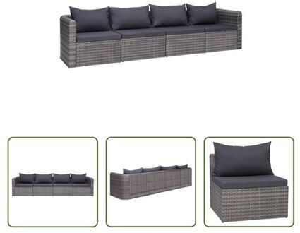 vidaXL Loungeset - Loungesets - Afmeting- Hoekbank- 72 x 72 x 63 cm - Middenbank- 68 x 72 x 63 cm - Grijs