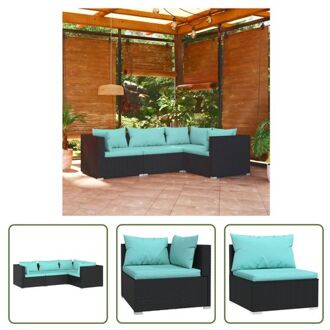 vidaXL Loungeset - Luxus - Tuinmeubelen - 70 x 70 x 60.5 cm - Met comfortabele kussens - Zwart