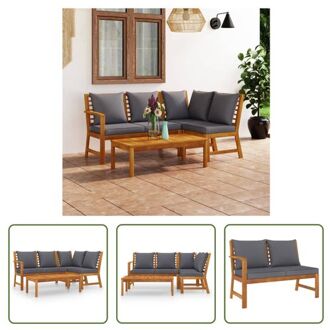 vidaXL Loungeset - Massief acaciahout - Donkergrijs - 4-delig - 114.5 x 60.5 x 81 cm