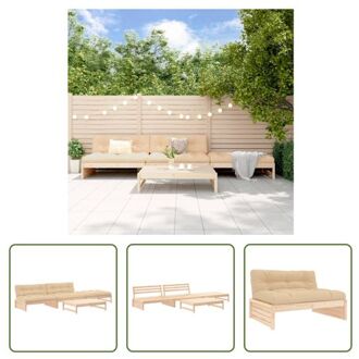 vidaXL Loungeset Massief Grenenhout - Tuin - 120x95x69 cm - Modulair Bruin