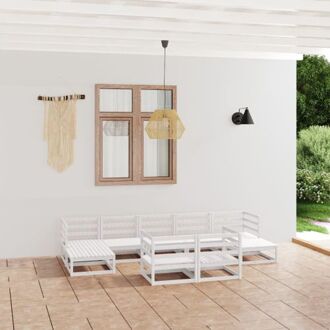 vidaXL loungeset - Massief grenenhout - Wit - 70 x 70 x 67 cm - Midden/hoekbank en tafel/voetenbank - Montage