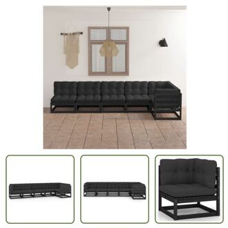 vidaXL Loungeset - Massief grenenhout - Zwart - 70 x 70 x 67 cm (B x D x H) - Inclusief kussens