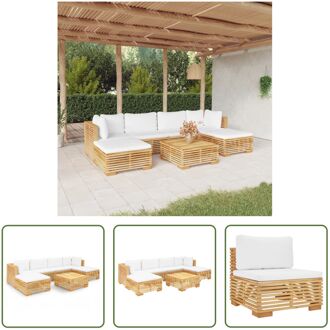 vidaXL Loungeset - Massief Teakhout - 69.5x69.5x60 cm - Crèmewit Bruin